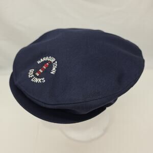 Vintage Harbour Town Golf Links Newsboy Hat Cap Navy Lighthouse Texace Made USA
